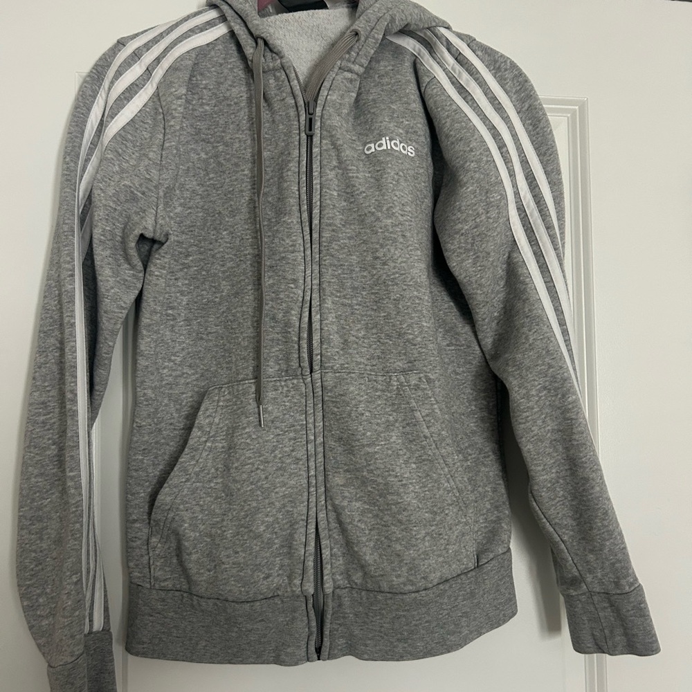 Adidas Heather Gray Hoodie with Zip